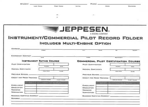 Jeppesen Instrument/Commercial Record Folder