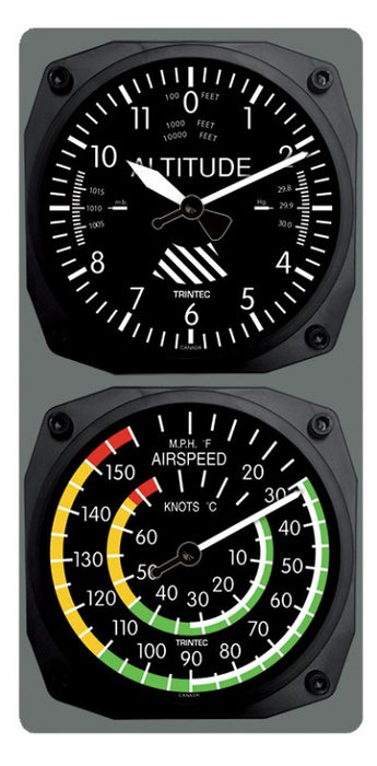 Classic Altimeter/Airspeed Clock & Thermometer Combo