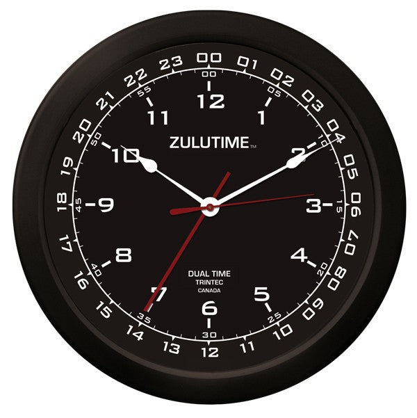 14" ZuluTime Dual Time Clock - Black