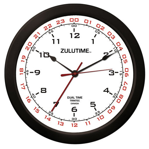 14" ZuluTime Dual Time Clock - White