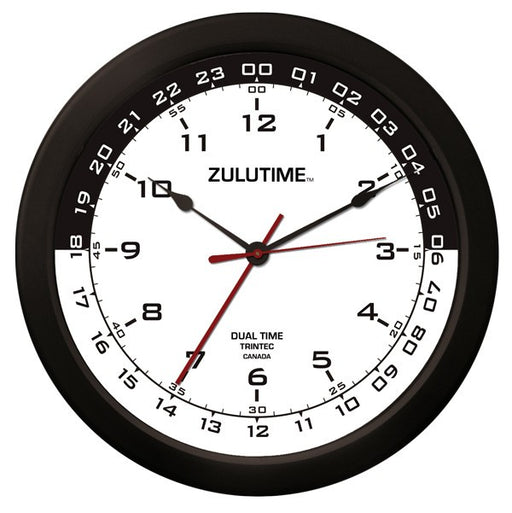 14" ZuluTime Dual Time Clock - White/Black