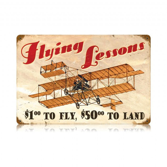 Vintage Metal Sign - Flying Lessons