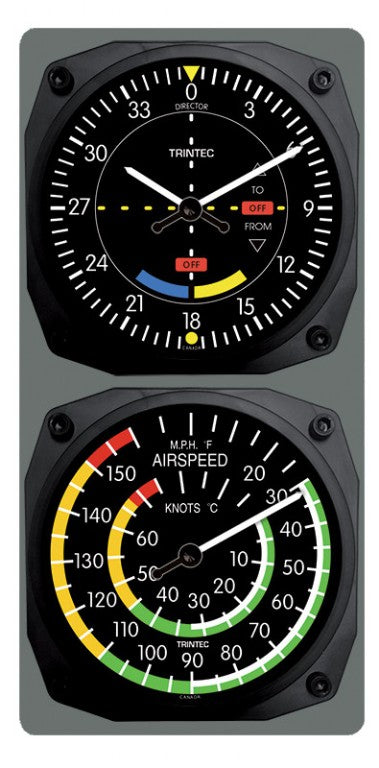 Classic VOR/Airspeed Clock & Thermometer Combo